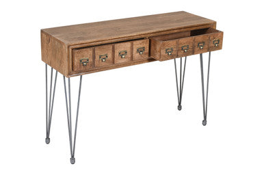 Country Side Solid Wood Sofa Table with Apothecary Drawers