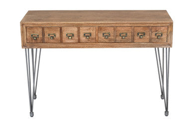 Country Side Solid Wood Sofa Table with Apothecary Drawers