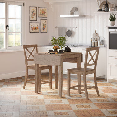 Tidal Dawn Brushed Wood X-Back Counter Barstool - Set of 2