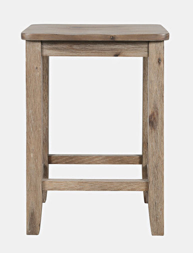 Tidal Dawn Coastal Wire-Brushed Acacia Backless Counter Barstool -Set of 2