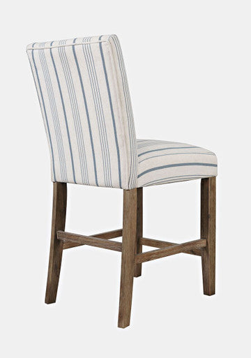 Tidal Dawn Coastal Wood Upholstered Parsons Barstool -Set of 2