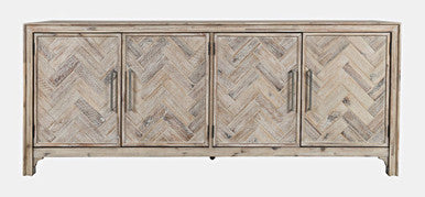 Urban Mid-Century Chevron Four-Door 79" Accent Cabinet