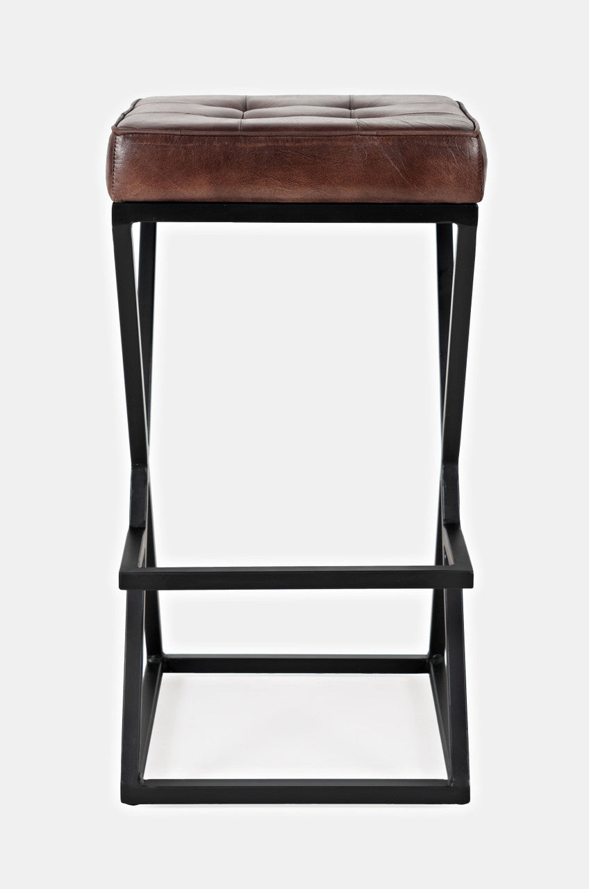 Universal Distressed Modern Leather Backless Stool