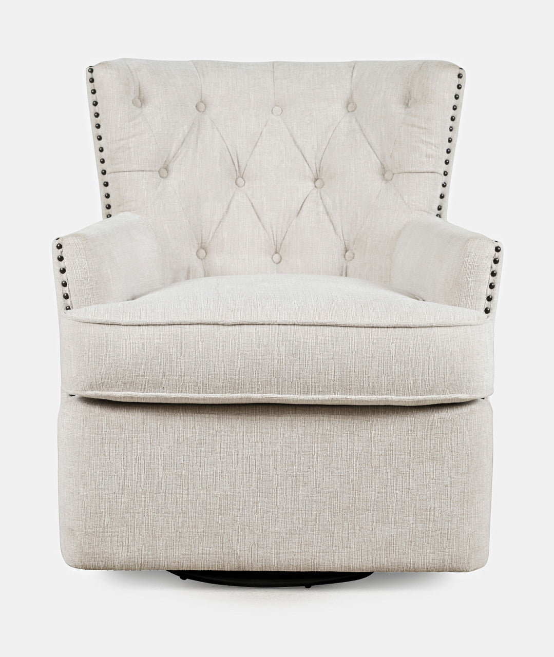 Bryce Transitional Upholstered Swivel Chair with Nail-head Trim