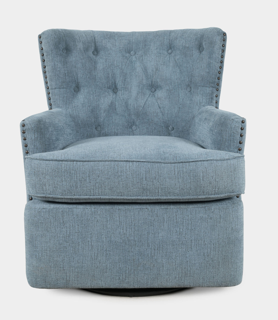 Bryce Transitional Upholstered Swivel Chair with Nail-head Trim