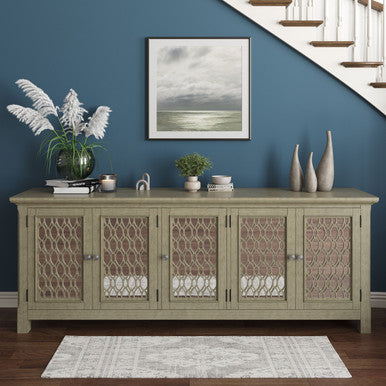 Bella 86" Luxury Mirrored Sideboard Storage Cabinet