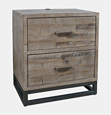 Meridian 25" Distressed Solid Wood Nightstand with USB Charging