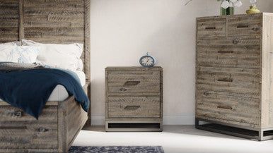 Meridian 25" Distressed Solid Wood Nightstand with USB Charging