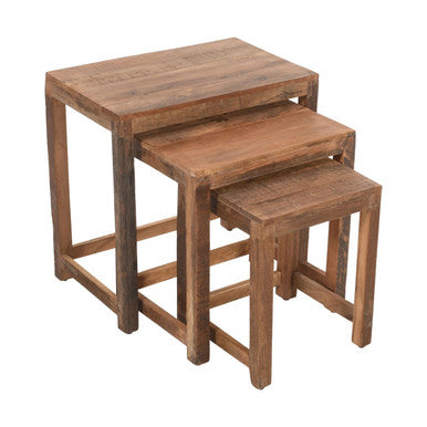 Rustic Reclaimed Solid Wood Nesting Tables - Set of 3