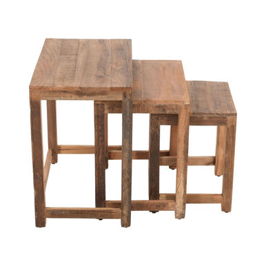 Rustic Reclaimed Solid Wood Nesting Tables - Set of 3
