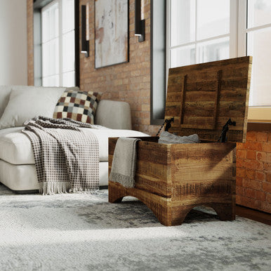 36" Rustic Reclaimed Solid Wood Storage Chest Cabinet