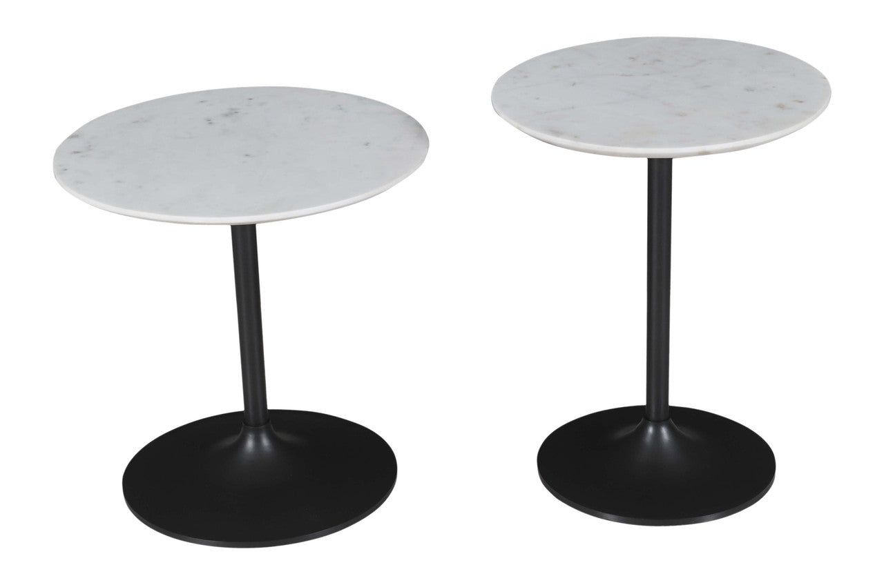 Solid Marble and Iron Modern Accent Tables (Set of 2)