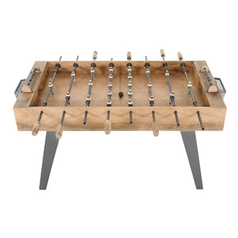 63-Inch Solid Mango Wood Foosball Game Table with Metal Legs, Brown