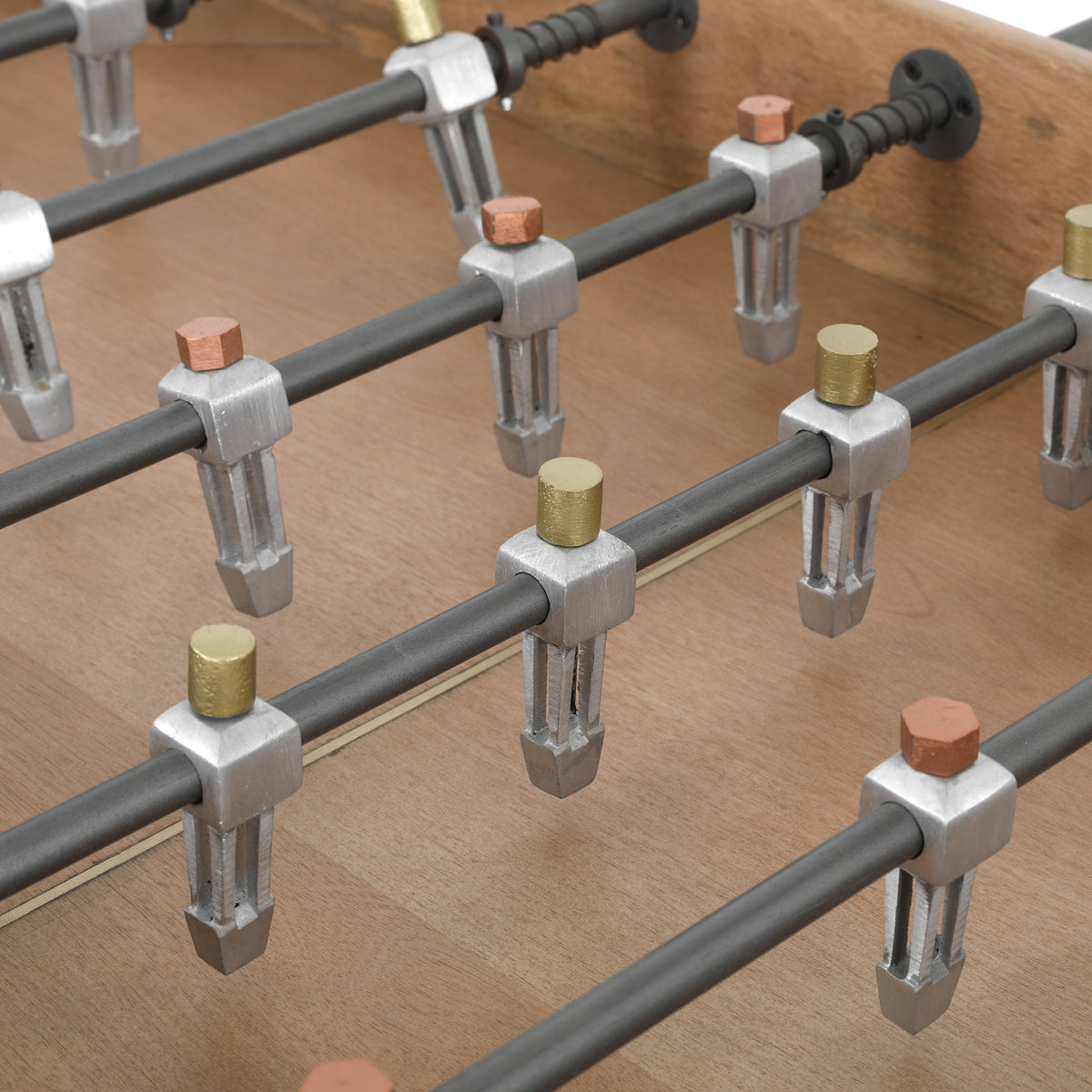 63-Inch Solid Mango Wood Foosball Game Table with Metal Legs, Brown