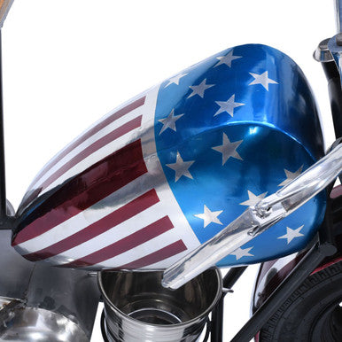 70" Patriotic American Flag Motorcycle Bar Console Table with Storage