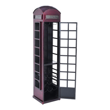 Glory Days Telly Vintage Telephone Booth Lounge Bar Cabinet Wine Rack