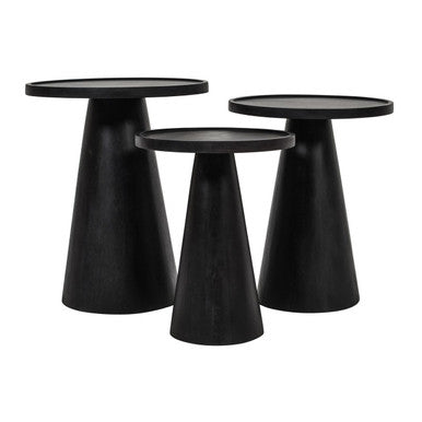 Mid-Century Modern Solid Mango Wood Round Accent Tables (Set of 3)