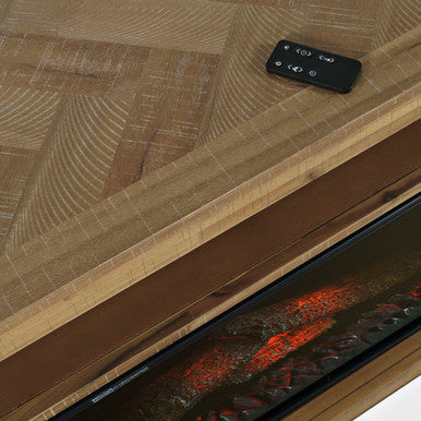 Vista Modern 60" Chevron Fireplace Storage Console TV Stand, Light Brown