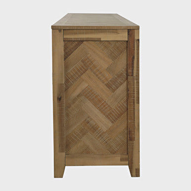 Vista Modern 60" Chevron Fireplace Storage Console TV Stand, Light Brown