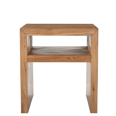 22" Mitered Design Solid Wood End Table with Storage Shelf