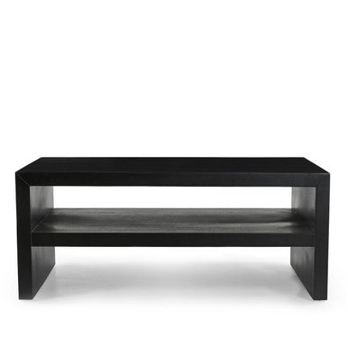 Mike Modern 44" Solid Wood Coffee Table with Storage Shelf