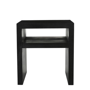 22" Mitered Design Solid Wood End Table with Storage Shelf