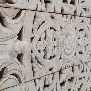 Jolie Rustic Hand-Carved Mango Wood Boho Accent Chest