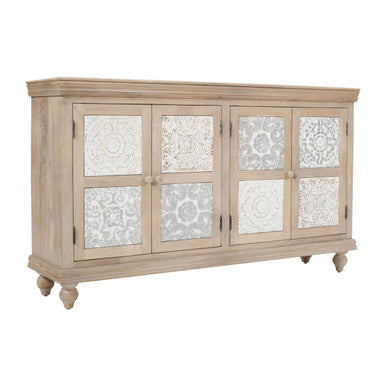 Adele 71" Solid Wood Rustic Four-Door Sideboard Cabinet