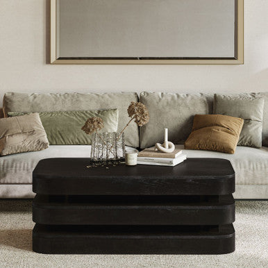 Rush Modern Floating Sculpture Coffee Table with Caster Wheels