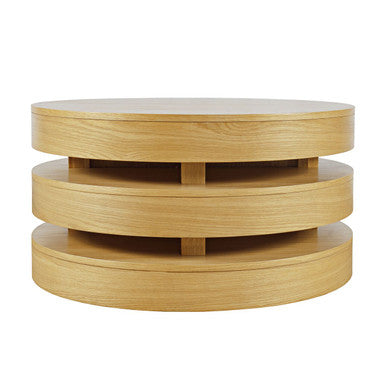 Rush Modern Round Layered Coffee Table with Caster Wheels