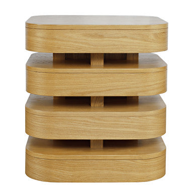 Rush Mid-Century Modern Sculpture Layered Square End Table