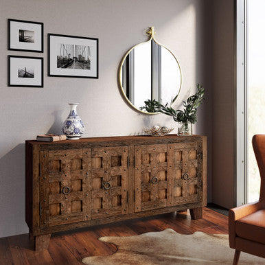 Colton 71" Solid Wood Four-Door Accent Sideboard Cabinet