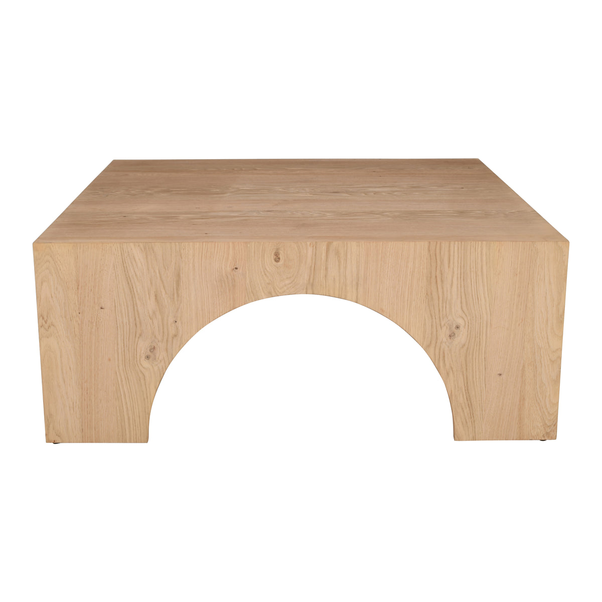 40-Inch Oak Square Coffee Table with Arched Wood Frame, Modern Rustic Design