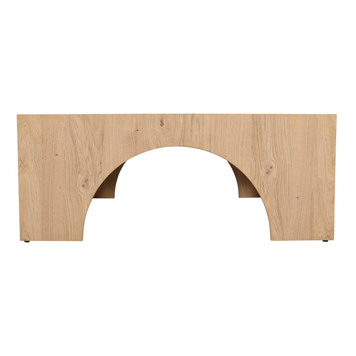 40-Inch Oak Square Coffee Table with Arched Wood Frame, Modern Rustic Design