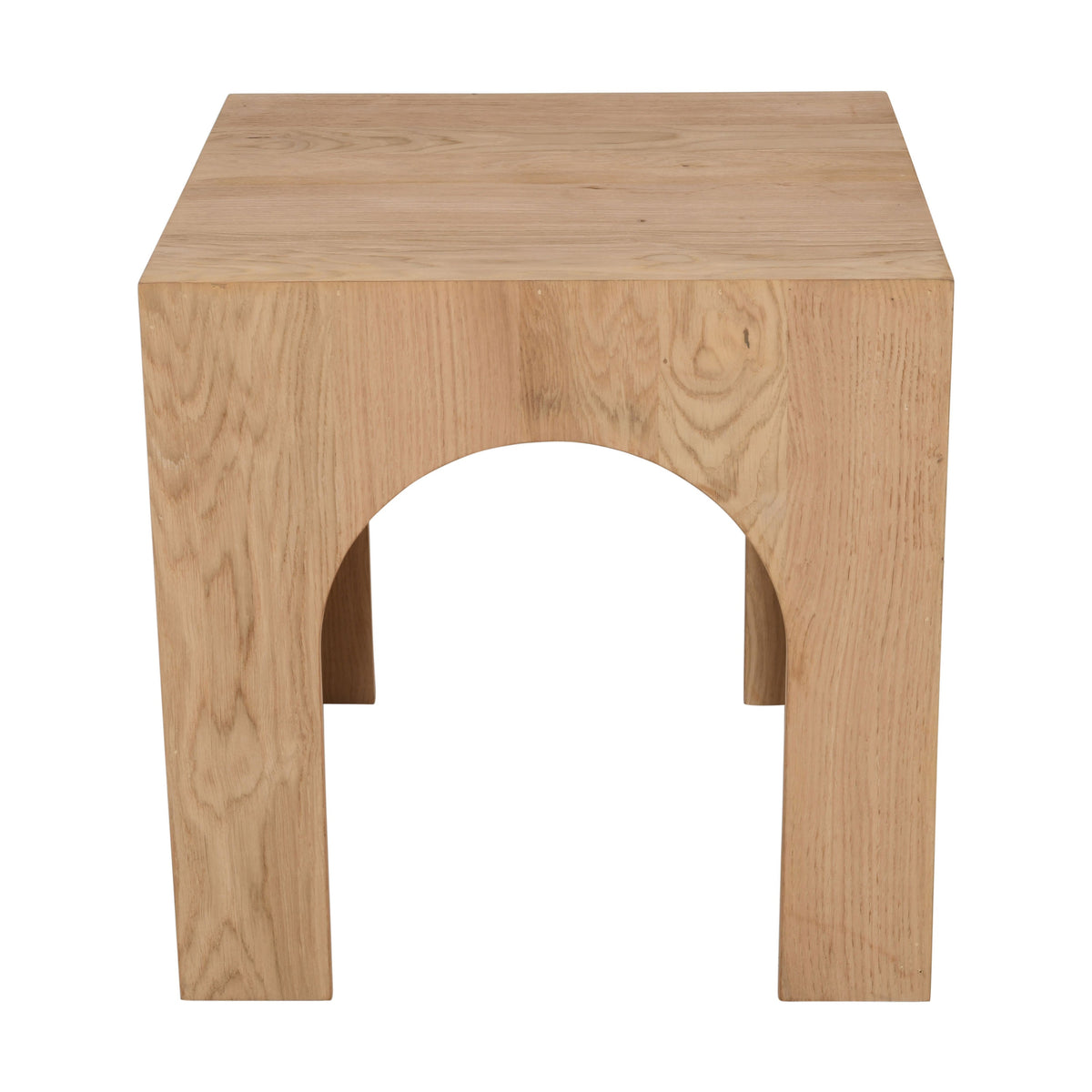 20-Inch Oak Square End Table with Arched Wood Frame, Modern Rustic Accent Table