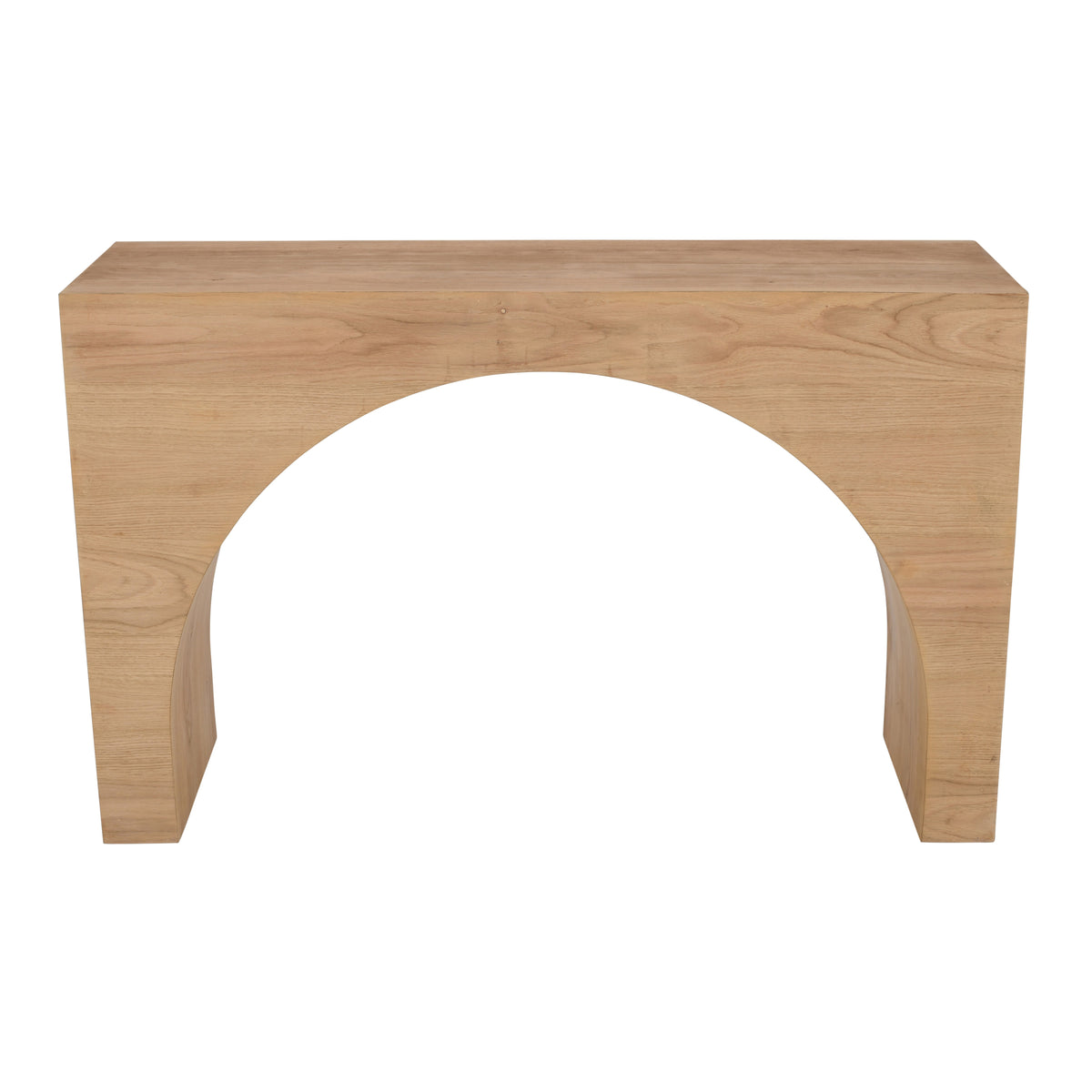 48-Inch Oak Sofa Console Table with Arched Wood Frame, Modern Rustic Design