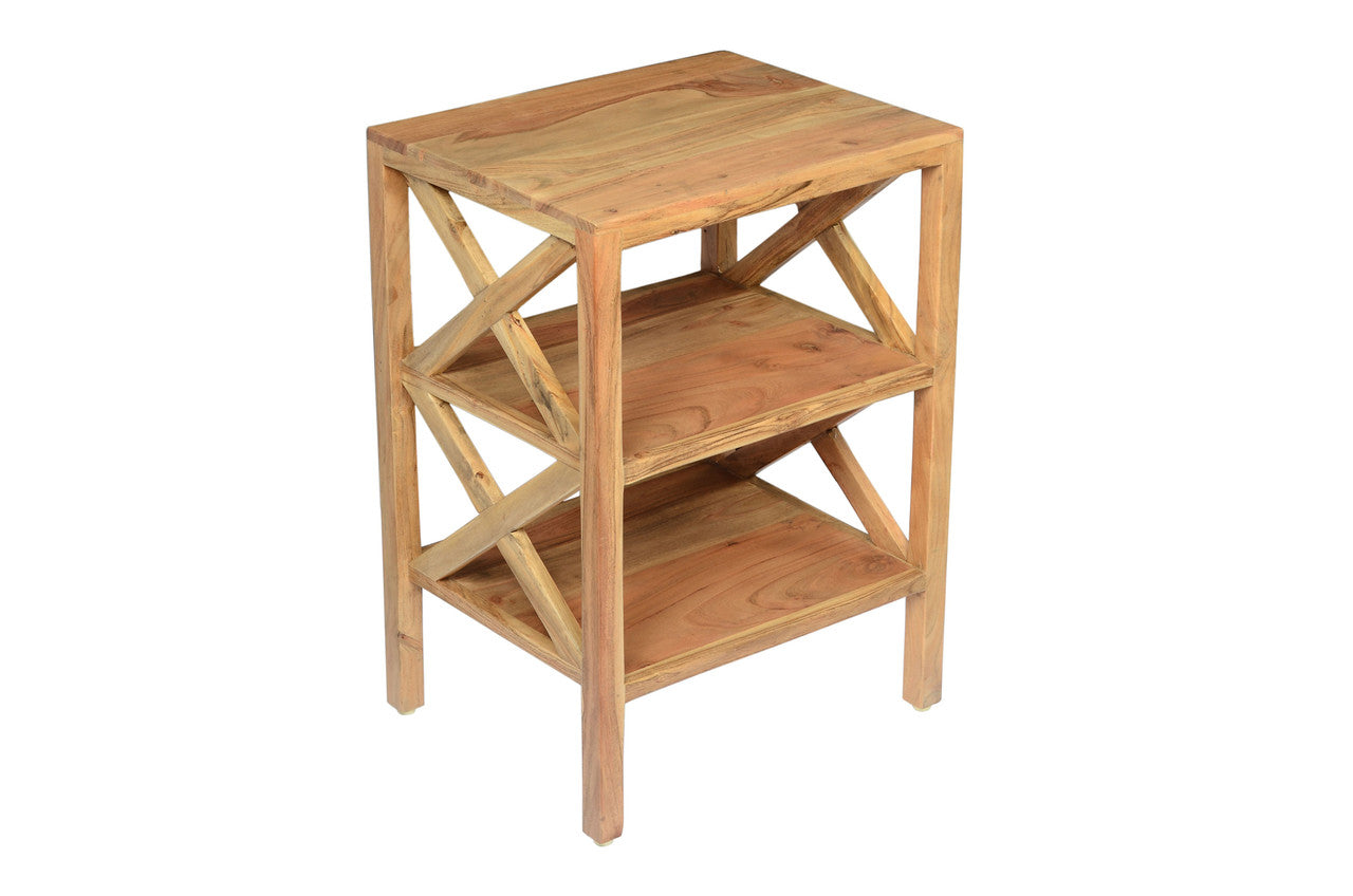 World Vault Solid Wood Modern X-Side Accent Table