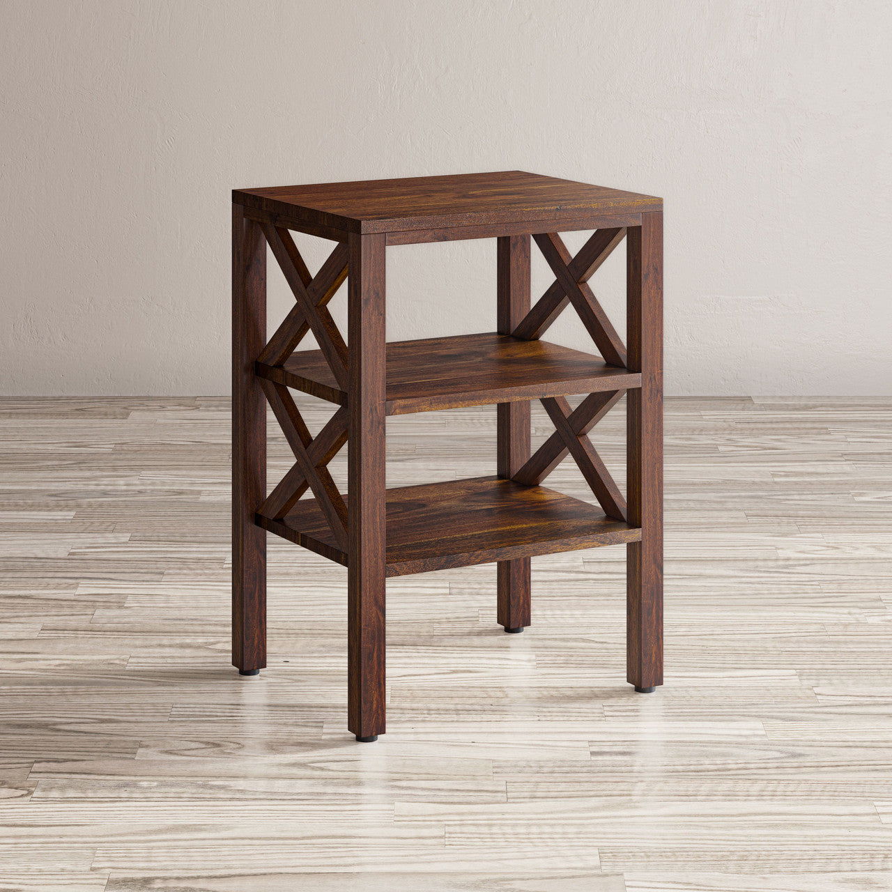 World Vault Solid Wood Modern X-Side Accent Table