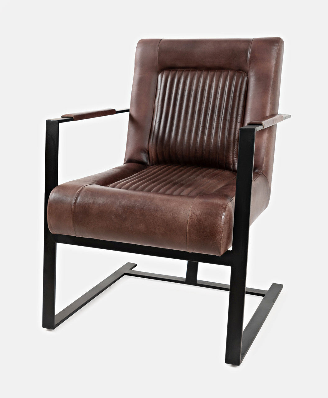 Maguire Modern Industrial Genuine Leather Sled Chair