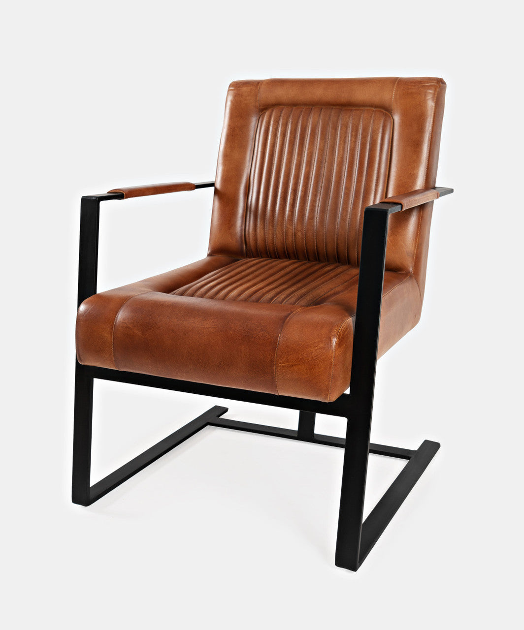 Maguire Modern Industrial Genuine Leather Sled Chair