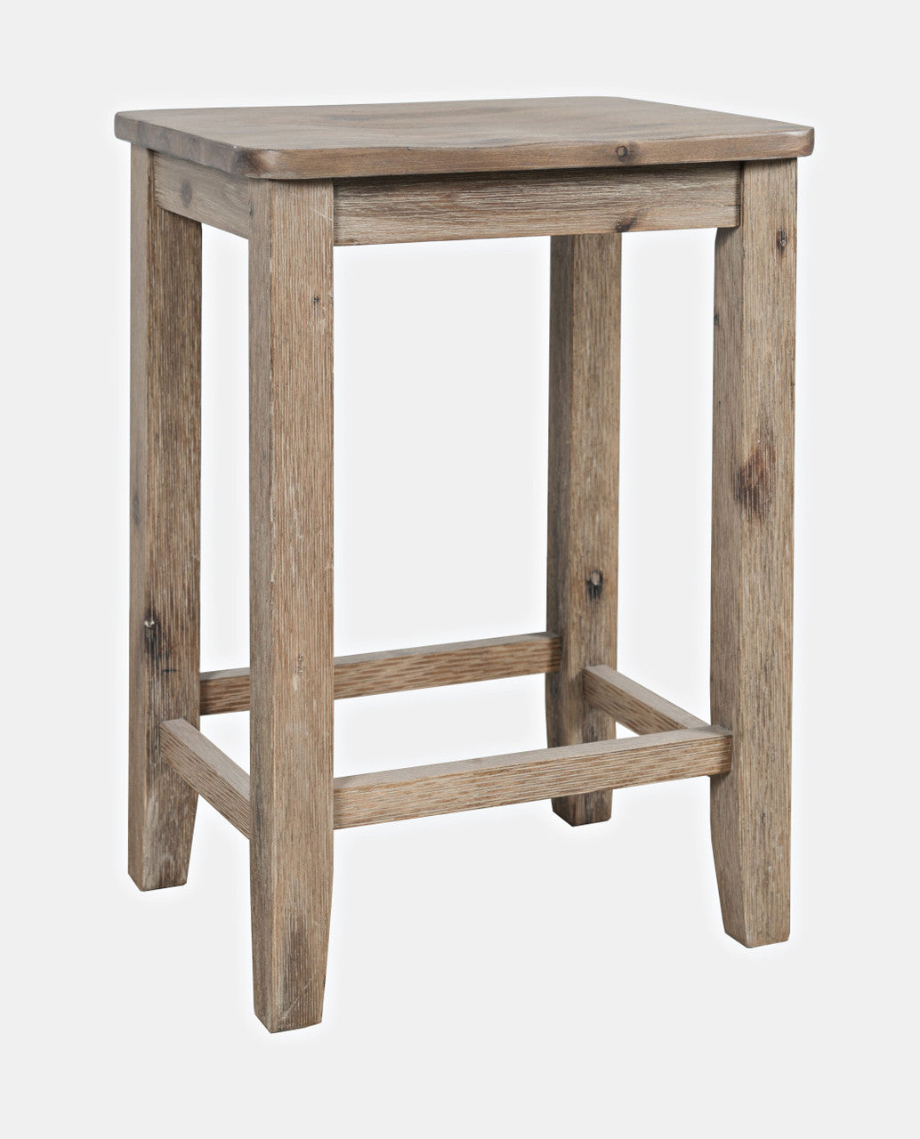 Tidal Dawn Coastal Wire-Brushed Acacia Backless Counter Barstool -Set of 2