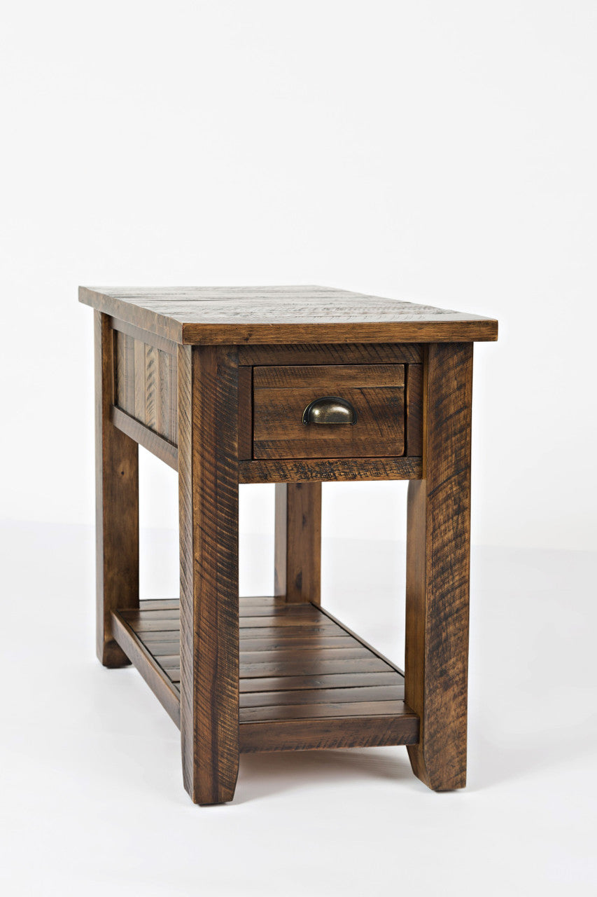 Artisan's Fusion Distressed Solid Wood Chairside Table
