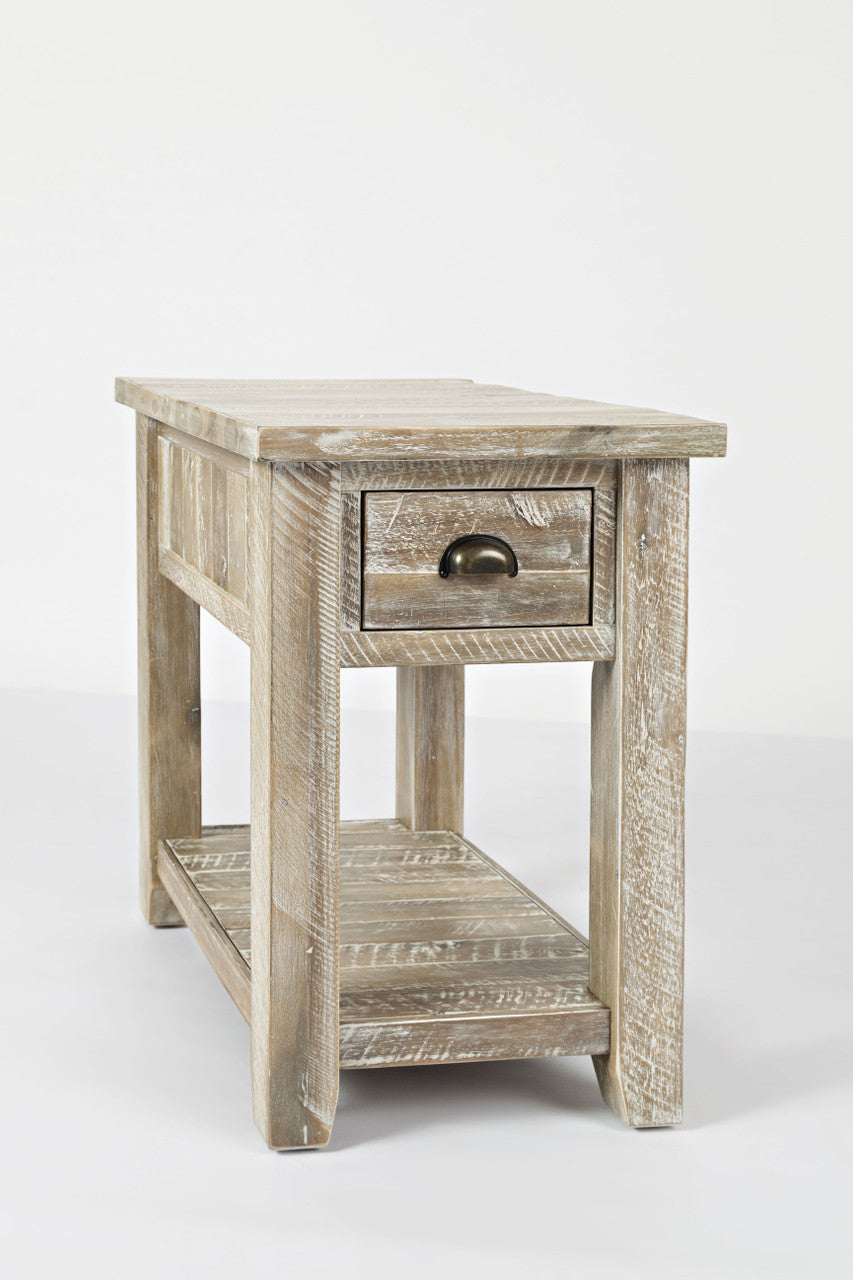 Artisan's Fusion Distressed Solid Wood Chairside Table