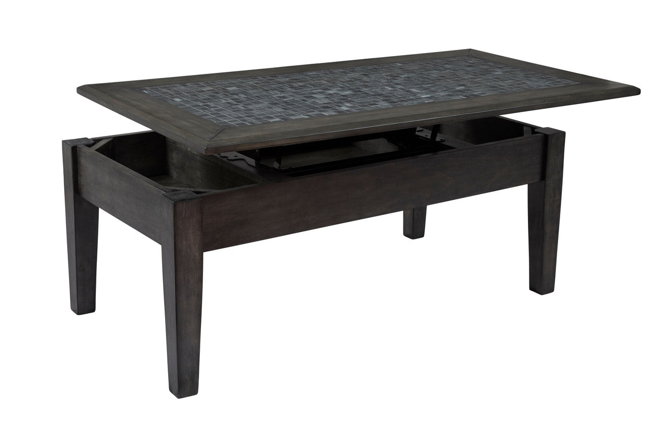 Ornate 48" Lift Top Coffee Table with Mosaic Tile Inlay
