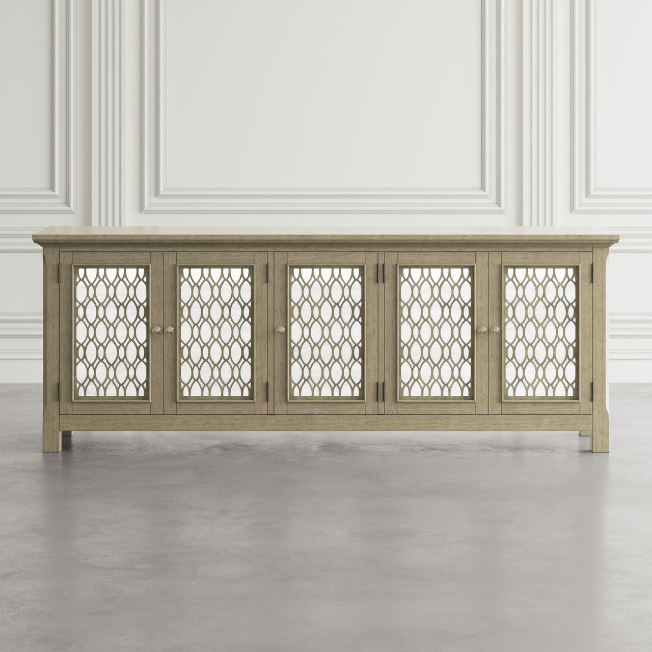 Bella 86" Luxury Mirrored Sideboard Storage Cabinet