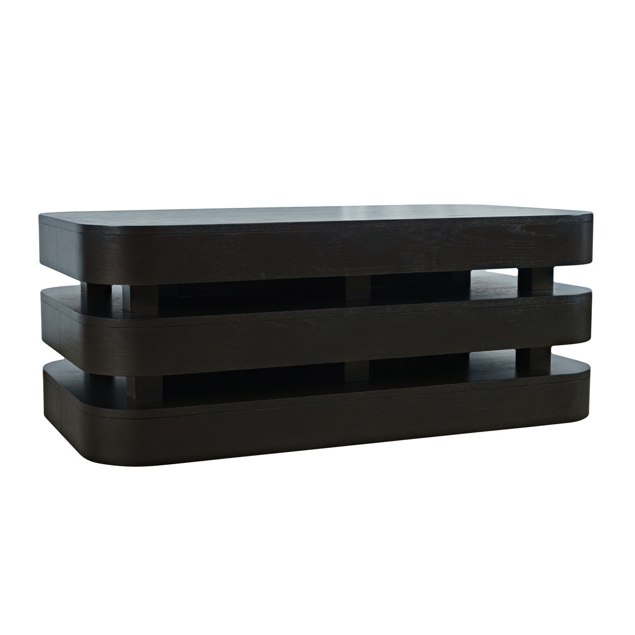 Rush Modern Floating Sculpture Coffee Table with Caster Wheels