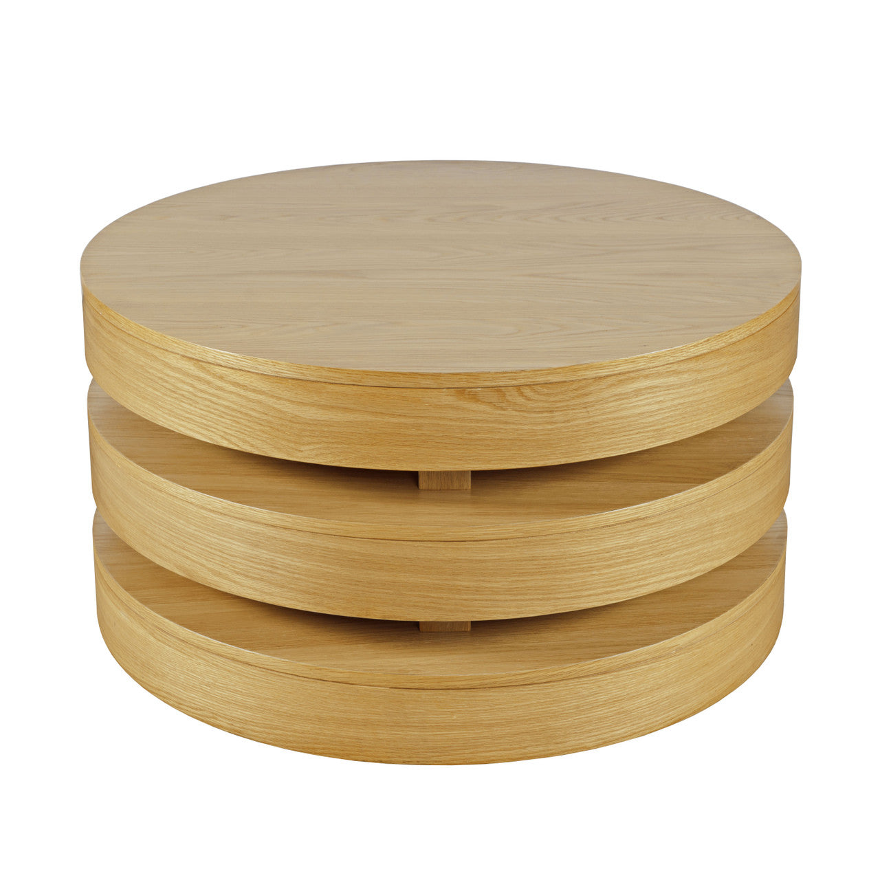 Rush Modern Round Layered Coffee Table with Caster Wheels