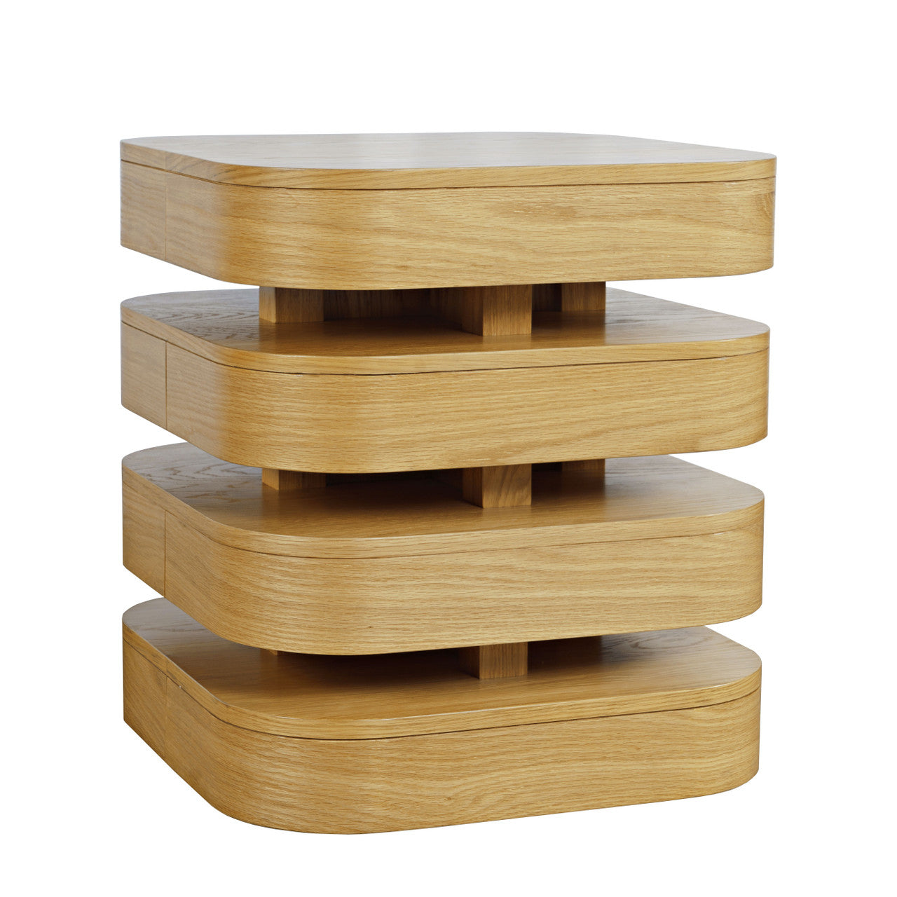 Rush Mid-Century Modern Sculpture Layered Square End Table