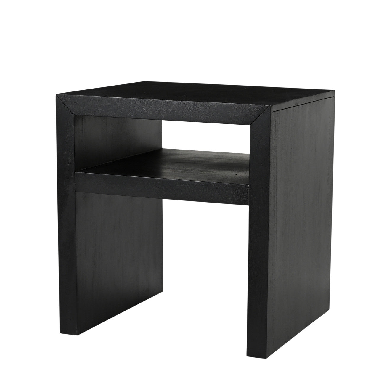 22" Mitered Design Solid Wood End Table with Storage Shelf