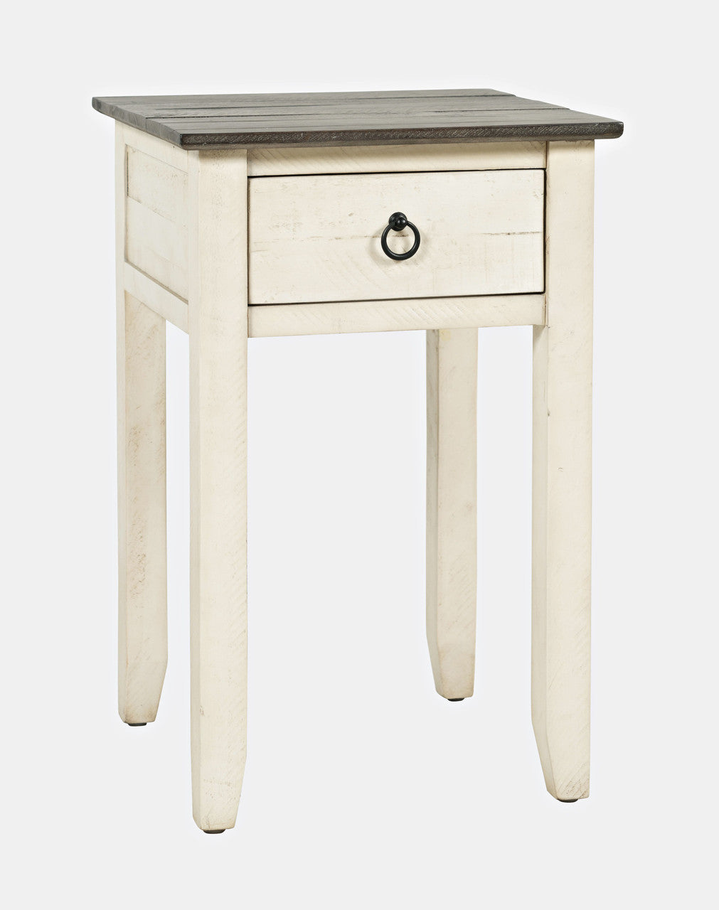 Jason Farmhouse Distressed Solid Wood End Table with Drawer